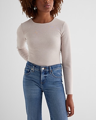 Bodycon Luxe Lounge Crew Neck Long Sleeve Bodysuit Gray Women's L