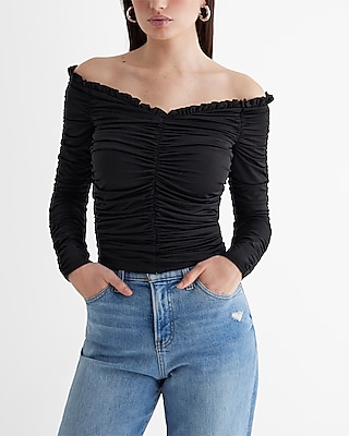 Body Contour Compression Off The Shoulder Ruched Tee Women