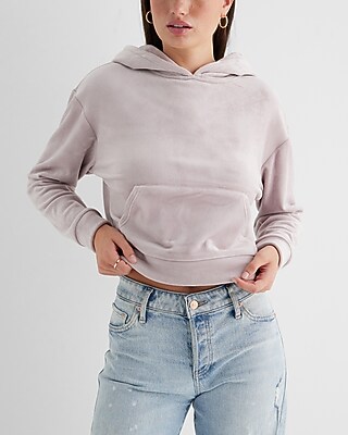 Skimming Velour Cropped Hoodie Red Women's XS