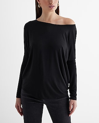 Casual Relaxed Off The Shoulder Long Sleeve London Tee Women's