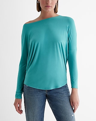 Casual Relaxed Off The Shoulder Long Sleeve London Tee Women's