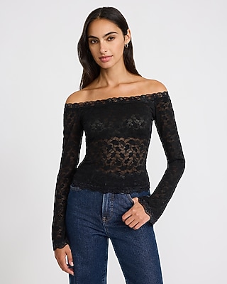 Lace Off The Shoulder Long Sleeve Top
