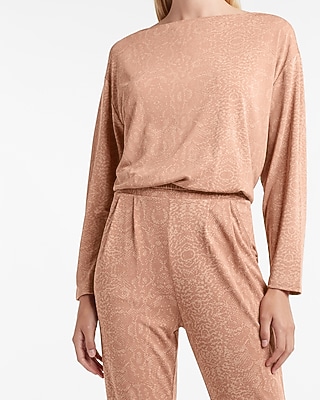 Silky Sueded Jersey Snakeskin Off The Shoulder Tee