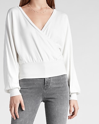 Solid Wrap Front Sweatshirt