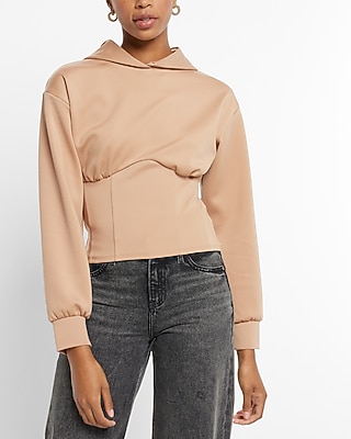 Nylon Scuba Corset Hoodie Brown Women's XS