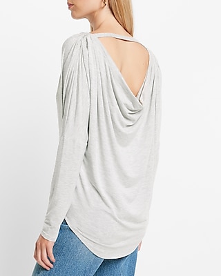 Long Sleeve Cowl Draped Back London Tee