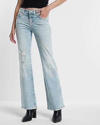 Low Rise Light Wash Ripped Bootcut Jeans