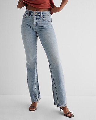 Mid Rise Light Wash Pieced Hem Bootcut Jeans