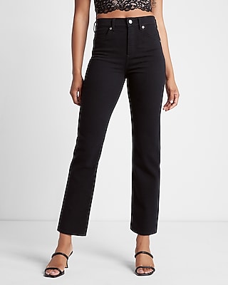 Express High Waisted Black Straight Ankle Jeans