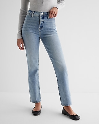 High Waisted Light Wash Modern Straight Jeans
