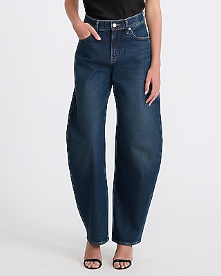 High Waisted Barrel Dark Wash Jeans