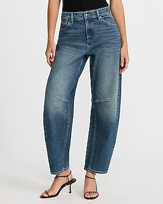 Low Slung Barrel Dark Wash Jeans