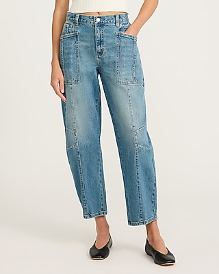 Low Slung Utility Barrel Ankle Medium Wash Jeans