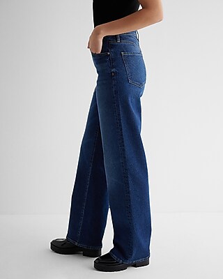 High Waisted Dark Wash Wide Leg Palazzo Jeans