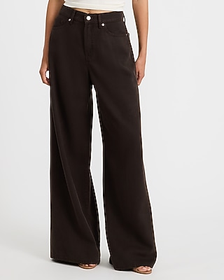 High Waisted Relaxed Wide Leg Chocolate Brown Jeans