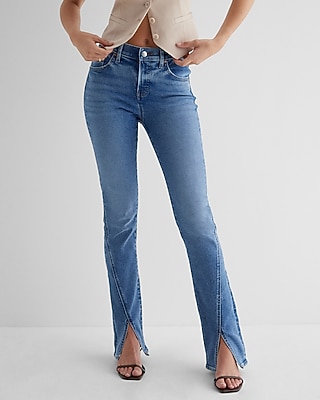 Mid Rise Medium Wash Front Vent Skyscraper Jeans