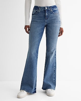 Mid Rise Medium Wash Curvy FlexX '70S Flare Jeans, Women's Size:XL