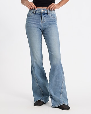 Mid Rise Light Wash Twist Seam Hyper Sculpt 70s Flare Jeans