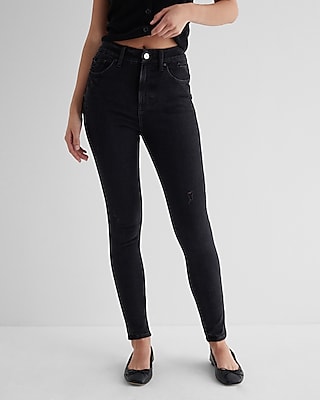High Waisted Black Ripped Pocket Curvy FlexX Skinny Jeans