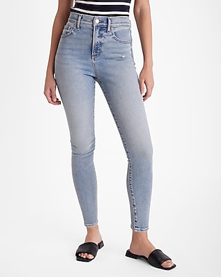 High Waisted Light Wash Hyper Sculpt Skinny Jeans