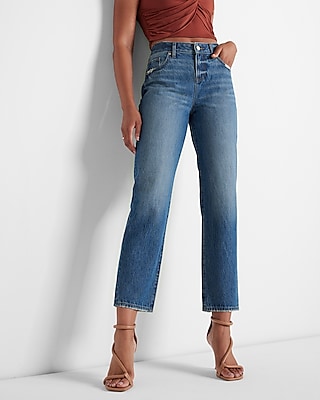 Low Rise Medium Wash Boyfriend Jeans, Women's Size:8