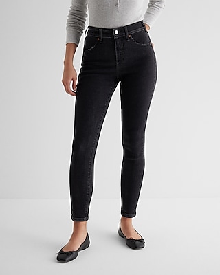 High Waisted Black Cropped Skinny Jeans