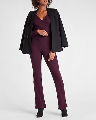 Express Super High Waisted Ribbed Soft Knit Flare Pant