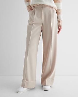 Stylist Super High Waisted Pleated Wide Leg Palazzo Pant Neutral Women's 8 Long