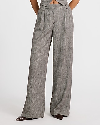 Herringbone High Waisted Relaxed Trouser