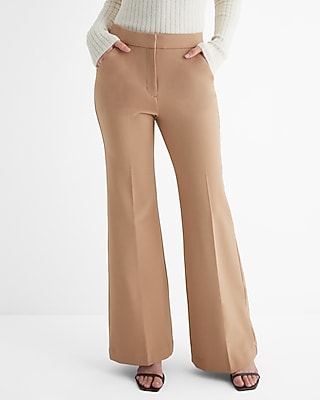 Editor High Waisted Trouser Flare Pant Brown Women's 2 Long