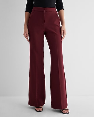 Editor High Waisted Trouser Flare Pant Red Women's 10 Short