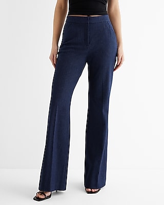 Editor High Waisted Trouser Flare Pant Blue Women's Long