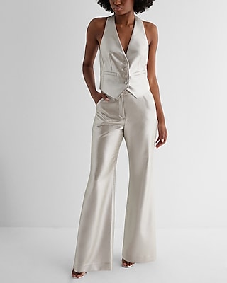 Editor High Waisted Metallic Trouser Flare Pant