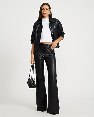 Faux Leather High Waisted Flare Trouser