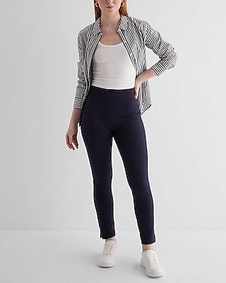 Columnist High Waisted Knit Ankle Pant Blue Women's M