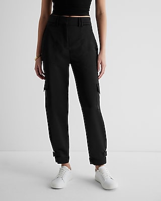 Super High Waisted Satin Cargo Ankle Pant