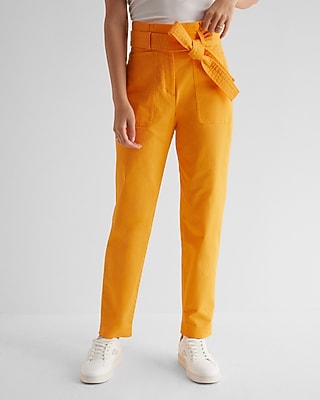 Super High Waisted Belted Paperbag Ankle Pant