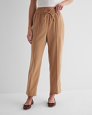 High Waisted Seamed Ankle Joggers Brown Women's L