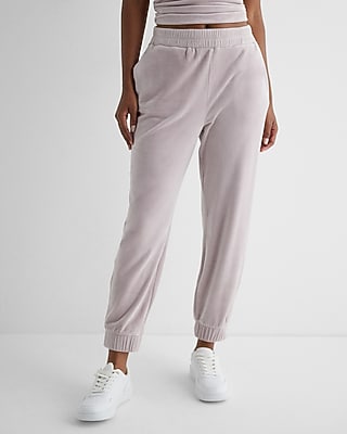 High Waisted Velour Joggers Red Women's L