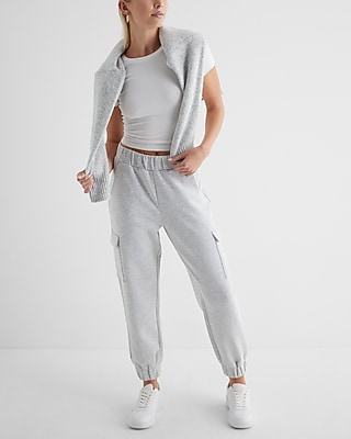 High Waisted Luxe Lounge Cargo Joggers Gray Women's L