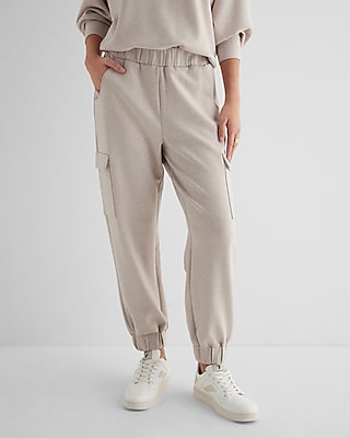 High Waisted Luxe Lounge Cargo Joggers Gray Women's XS