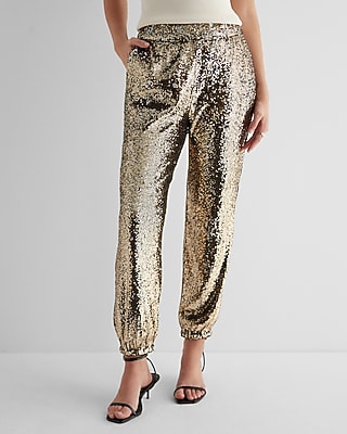 High Waisted Sequin Joggers