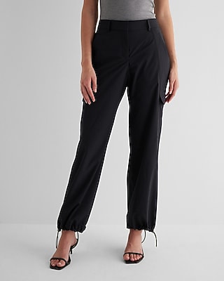 High Waisted Nylon Convertible Hem Cargo Trouser  Pant
