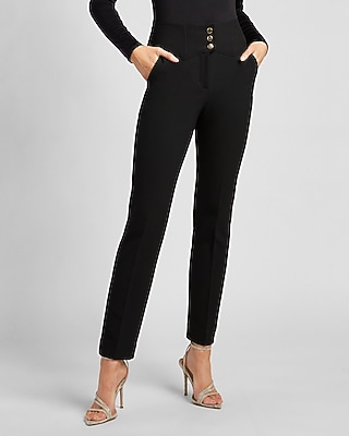 High Waisted Soft & Sleek Button Front Straight Pant