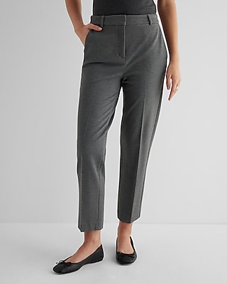 Editor Super High Waisted Fleece-Lined Straight Ankle Pant Gray Women's 2 Long