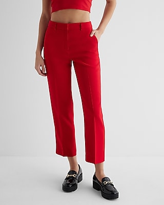 Editor High Waisted Twill Straight Ankle Pant Red Women's 4