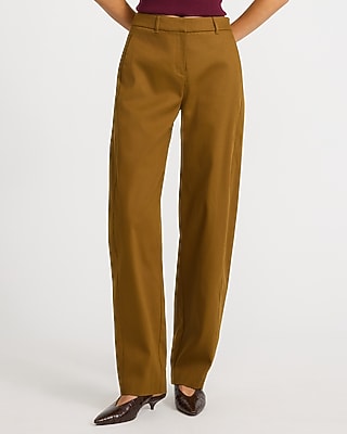Cotton Canvas High Waisted Barrel Pant