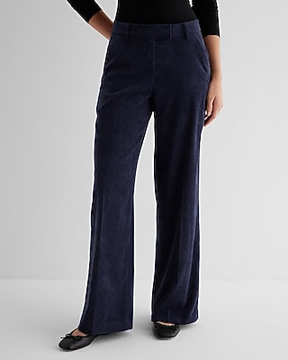 Editor Mid Rise Textured Corduroy Relaxed Trouser Pant Blue Women's 0