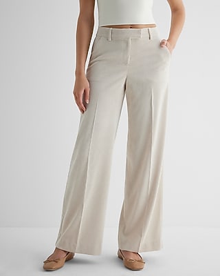 Editor Mid Rise Textured Corduroy Relaxed Trouser Pant Neutral Women's 2