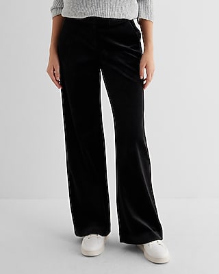 Editor Mid Rise Velvet Relaxed Trouser Pant Black Women's 10